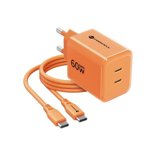 Forcell F-Energy GaN III Chargeur de téléphone USB C vers USB C Orange
