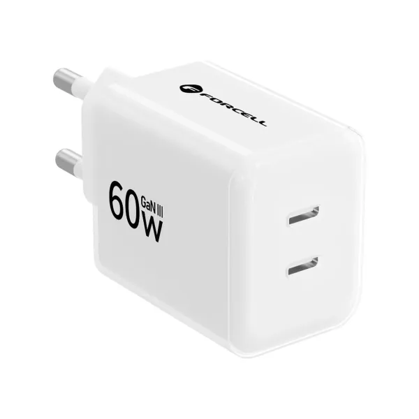 Forcell F-Energy GaN III Chargeur de téléphone USB C vers USB C Blanc