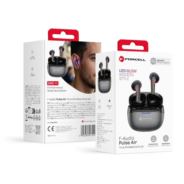 FORCELL F-Audio Pulse Air ENC Écouteurs Sans Fil TWS Bluetooth Noir