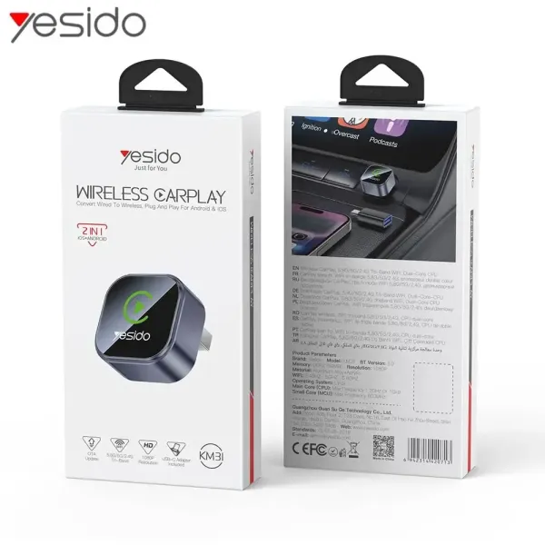 Yesido Adaptateur sans Fil CarPlay & Android Auto