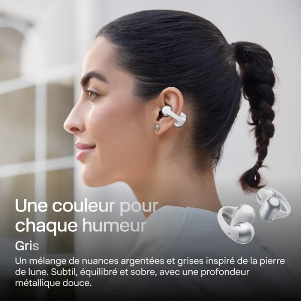 SHOKZ OpenDots 2 – Écouteurs sans fil open-ear à conduction aérienne Argent