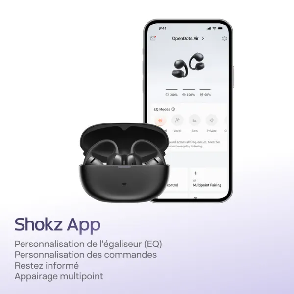 SHOKZ Écouteurs TWS OpenDots Air à conduction aérienne Noir