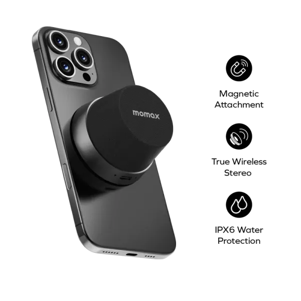 MOMAX Enceinte Bluetooth 1-Vibe Go Mag - Enceinte magnétique MagSafe IPX6