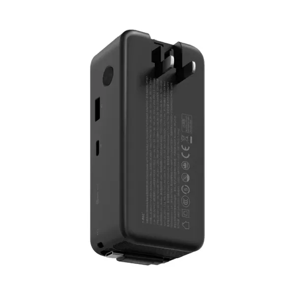 MOMAX 1-Pac+ 10000mAh 3-en-1 GaN avec câble USB-C rétractable Noir