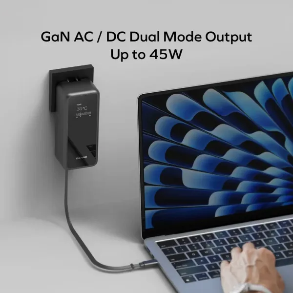 MOMAX 1-Pac+ 10000mAh 3-en-1 GaN avec câble USB-C rétractable