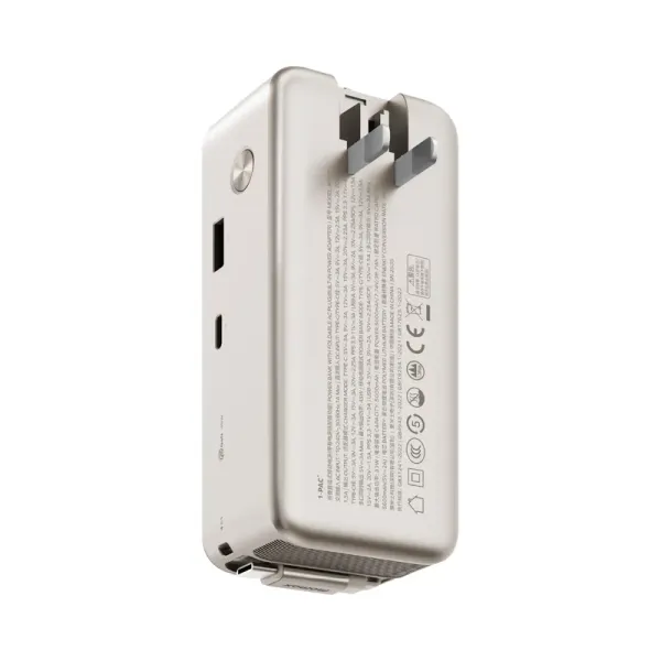 MOMAX 1-Pac+ 10000mAh 3-en-1 GaN avec câble USB-C rétractable Titane