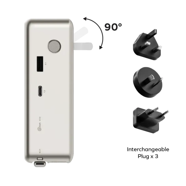 MOMAX 1-Pac+ 10000mAh 3-en-1 GaN avec câble USB-C rétractable