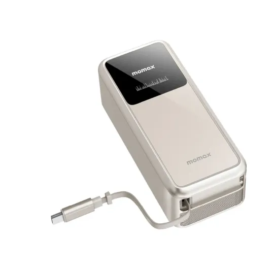 MOMAX 1-Pac+ 10000mAh 3-en-1 GaN avec câble USB-C rétractable