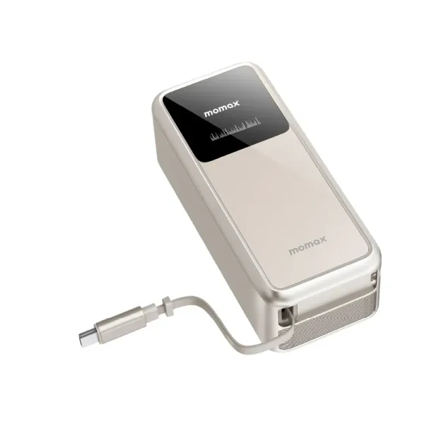 MOMAX 1-Pac+ 10000mAh 3-en-1 GaN avec câble USB-C rétractable Titane