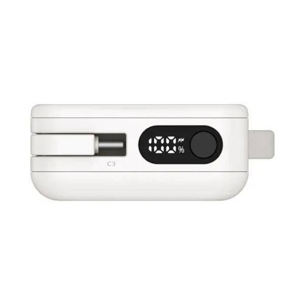 MOMAX Batterie externe Power Vital+ 10000 mAh avec 2 câbles USB-C intégrés Charge rapide 30W Blanc