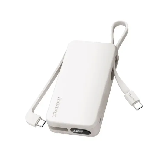 MOMAX Batterie externe Power Vital+ 10000/20000 mAh avec 2 câbles USB-C intégrés Charge rapide 30W