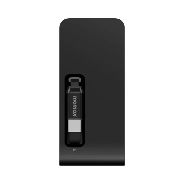 MOMAX Batterie externe 1-Pac Pass Mini⁺ 10 000 mAh 2 en 1 avec câble rétractable Noir