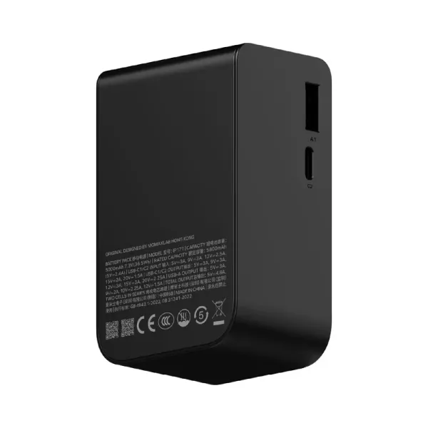 MOMAX Batterie externe 1-Pac Pass Mini⁺ 10 000 mAh 2 en 1 avec câble rétractable Noir