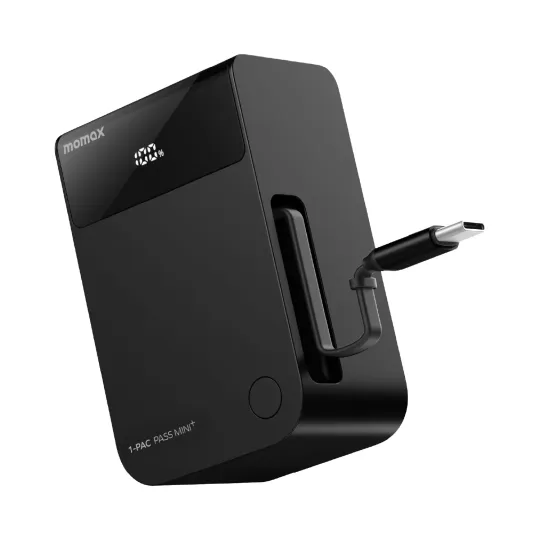 MOMAX Batterie externe 1-Pac Pass Mini+ 10 000 mAh 2 en 1 avec câble rétractable