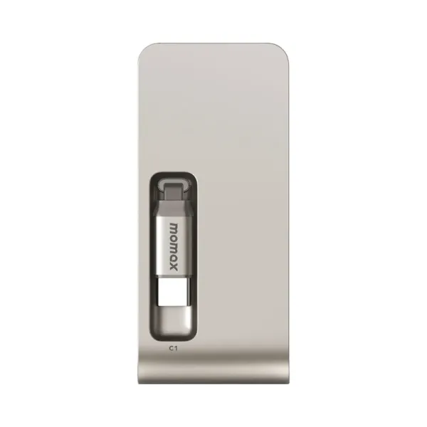 MOMAX Batterie externe 1-Pac Pass Mini⁺ 10 000 mAh 2 en 1 avec câble rétractable Titane