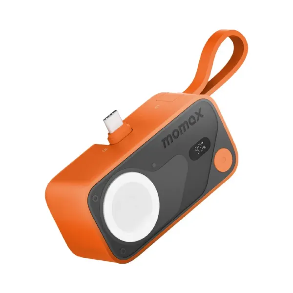 MOMAX Batterie externe Power X Pro Mini+ 5000 mAh USB-C avec chargeur Apple Watch Orange
