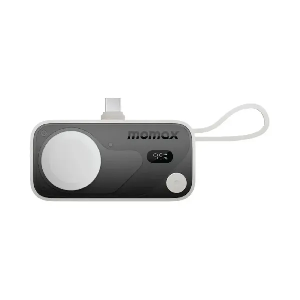 MOMAX Batterie externe Power X Pro Mini+ 5000 mAh USB-C avec chargeur Apple Watch Blanc