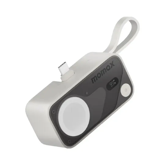 MOMAX Batterie externe Power X Pro Mini+ 5000 mAh USB-C avec chargeur Apple Watch Blanc