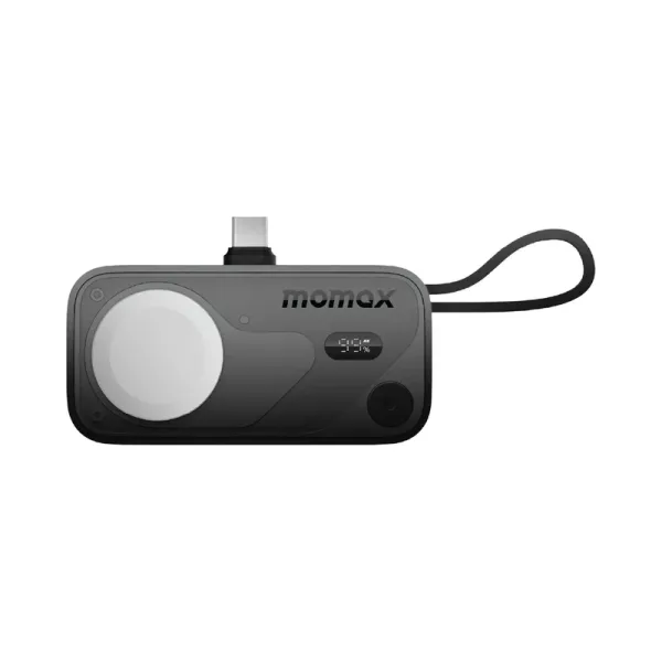 MOMAX Batterie externe Power X Pro Mini+ 5000 mAh USB-C avec chargeur Apple Watch Noir