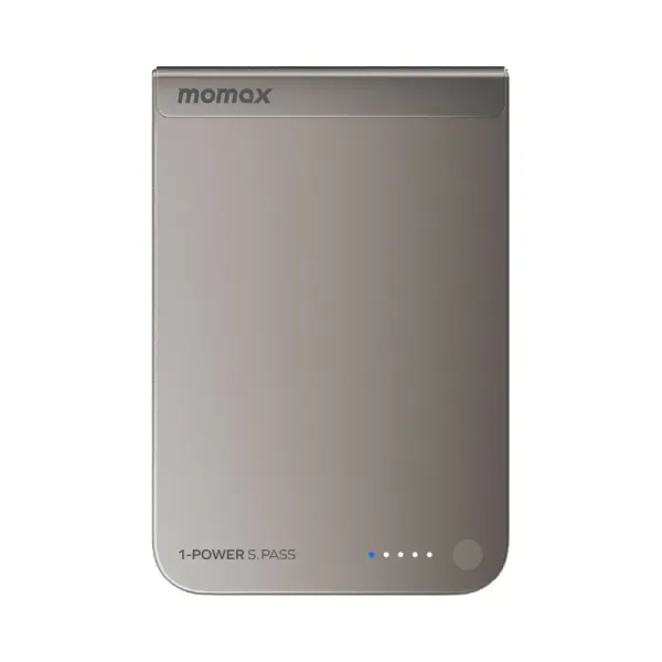 MOMAX Batterie externe magnétique Qi2 1-Power S.Pass 5000 mAh Charge sans fil 15W Argent