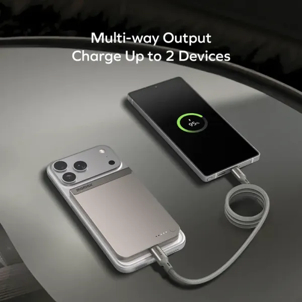 MOMAX Batterie externe magnétique Qi2 1-Power S.Pass 5000 mAh Charge sans fil 15W