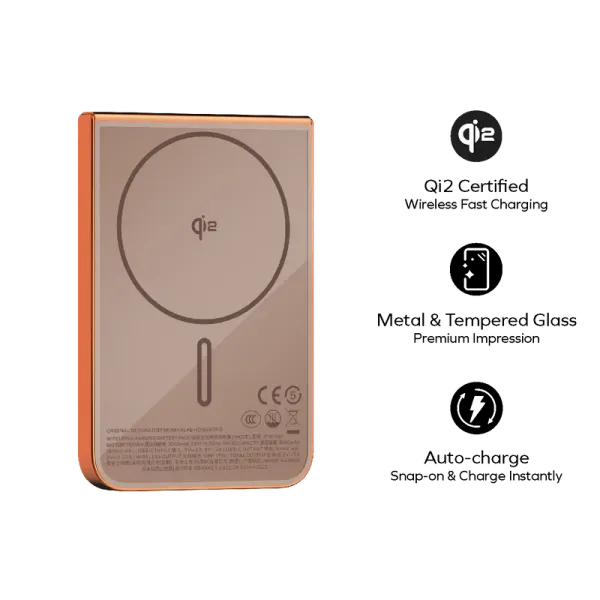 MOMAX Batterie externe magnétique Qi2 1-Power S.Pass 5000 mAh Charge sans fil 15W
