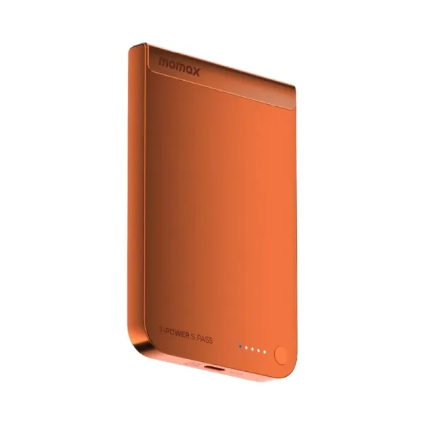 MOMAX Batterie externe magnétique Qi2 1-Power S.Pass 5000 mAh Charge sans fil 15W Orange
