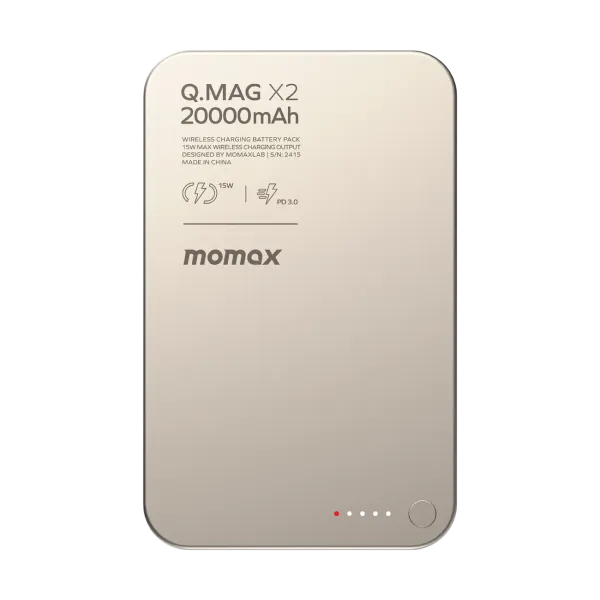 MOMAX Q.Mag X2 Gen 2 20000 mAh – Batterie externe magnétique sans fil 15 W Argent Titane