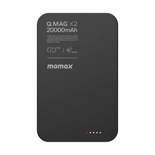 MOMAX Q.Mag X2 Gen 2 20000 mAh – Batterie externe magnétique sans fil 15 W