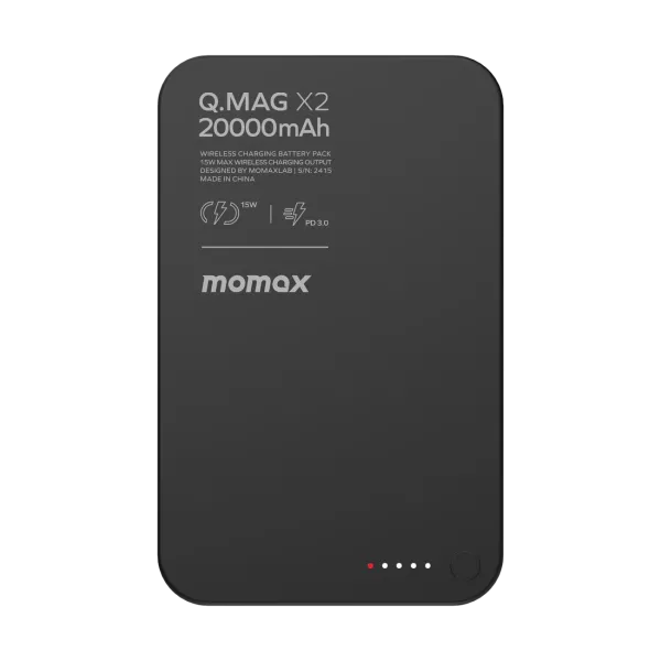 MOMAX Q.Mag X2 Gen 2 20000 mAh – Batterie externe magnétique sans fil 15 W Noir