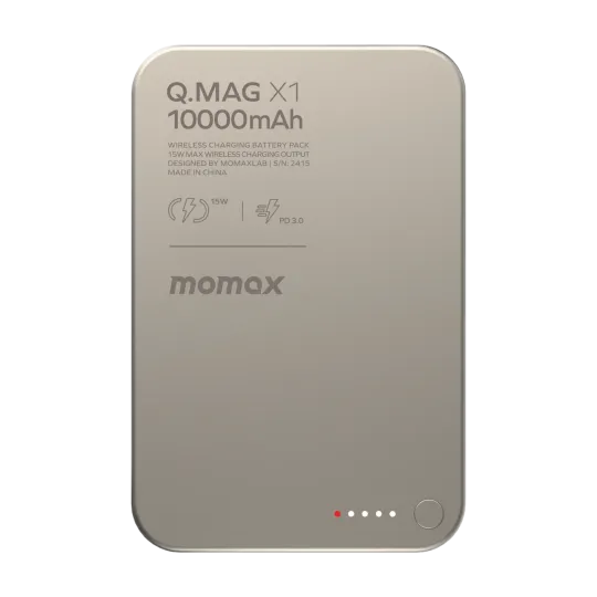 MOMAX Batterie externe magnétique Q.Mag X1 10000 mAh Gen 2 Gris Titane