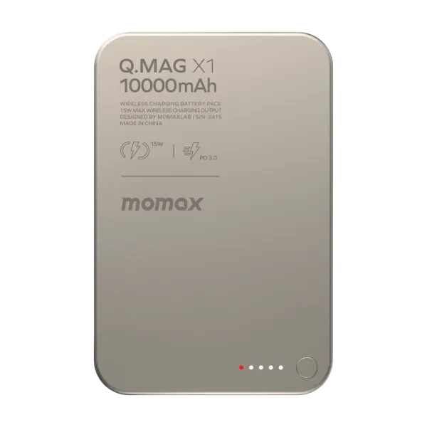 MOMAX Batterie externe magnétique Q.Mag X1 10000 mAh Gen 2 Gris Titane