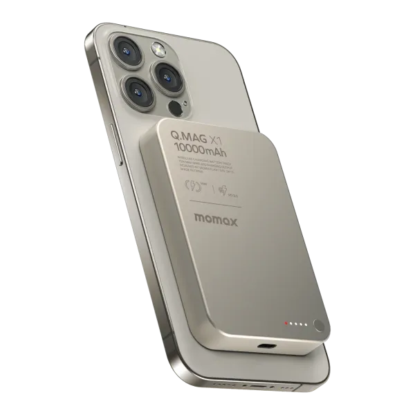 MOMAX Batterie externe magnétique Q.Mag X1 10000 mAh Gen 2 Gris Titane