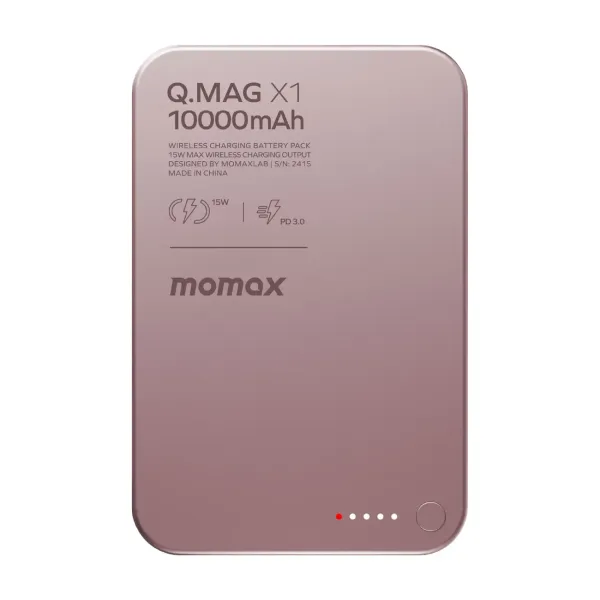 MOMAX Batterie externe magnétique Q.Mag X1 10000 mAh Gen 2 Rose