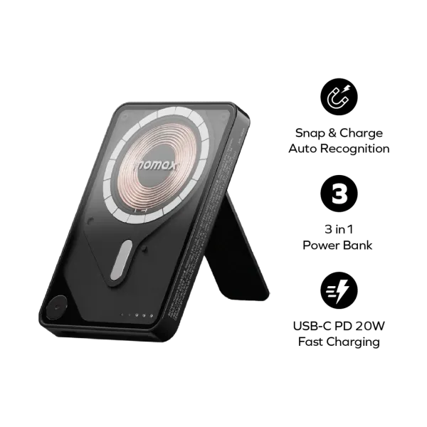MOMAX Batterie externe magnétique 1-Power X Pro USB-C 5000 mAh