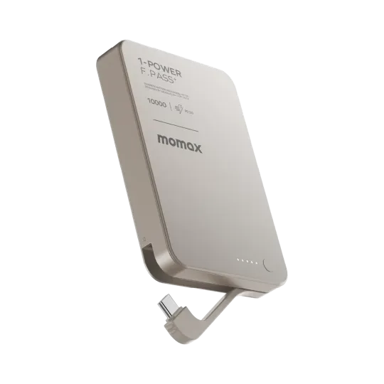 MOMAX Batterie externe magnétique 1-Power F.Pass+ 10000mAh avec câble USB-C intégré