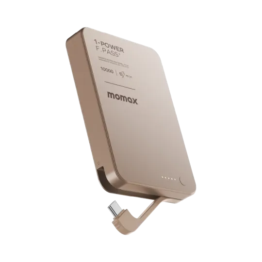 MOMAX Batterie externe magnétique 1-Power F.Pass+ 10000mAh avec câble USB-C intégré