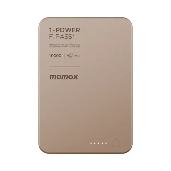 MOMAX Batterie externe magnétique 1-Power F.Pass+ 10000mAh avec câble USB-C intégré Bronze