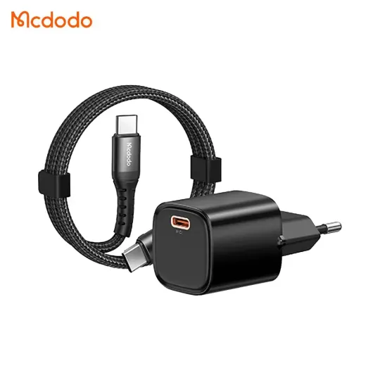 MCDODO Chargeur Secteur USB-C avec Câble USB-C vers USB-C 30W 1m Noir