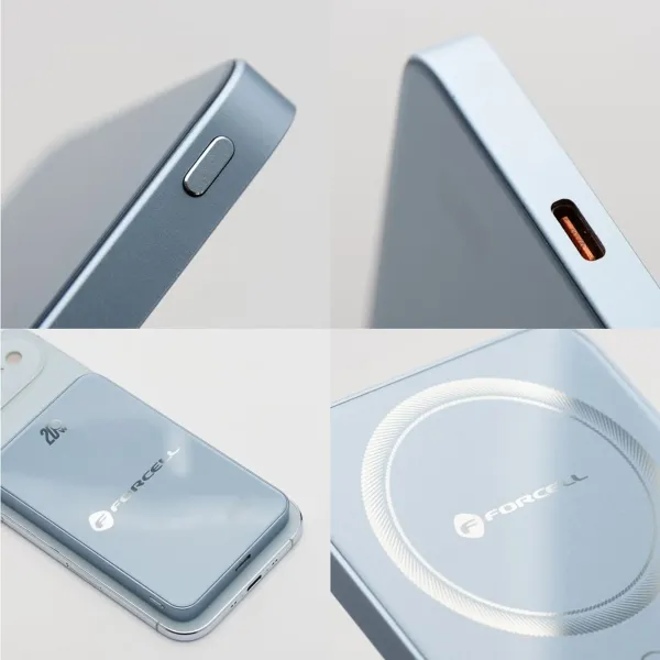 FORCELL Batterie externe compatible MagSafe F-Energy SuperSlim Bleu clair