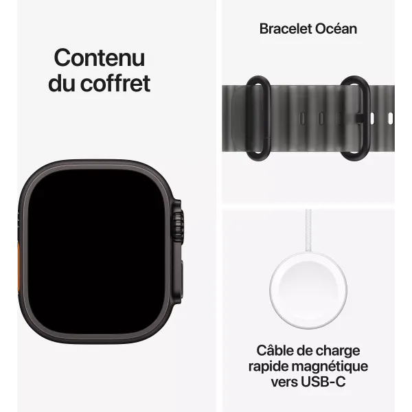 APPLE Watch Ultra 4 Bracelet Océan GPS + Cellular - Neuf Titan noir