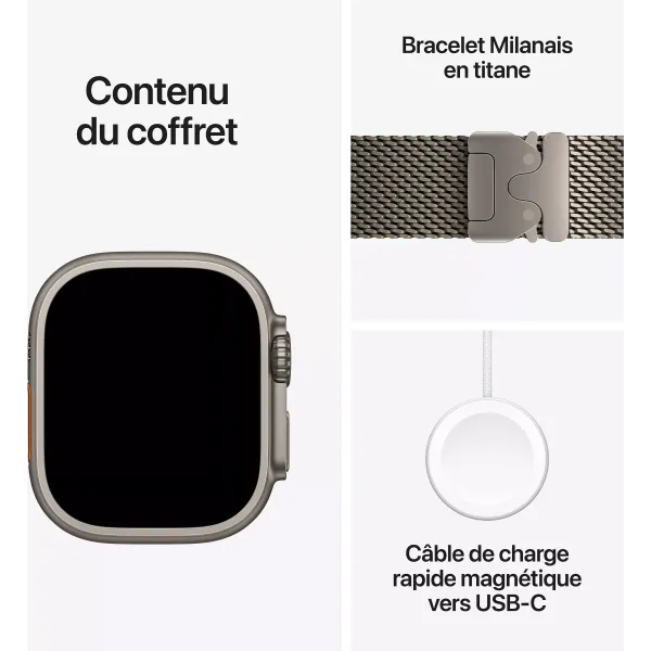 APPLE Watch Ultra 4 Bracelet Milanais Titane GPS + Cellular - Neuf Titan Naturel