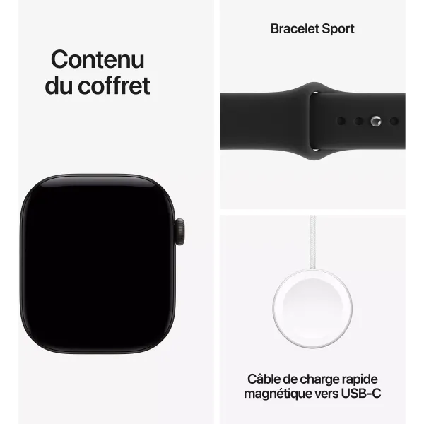 APPLE Watch Séries 12 Bracelet Sport WIFI + Cellular - Neuf Noir