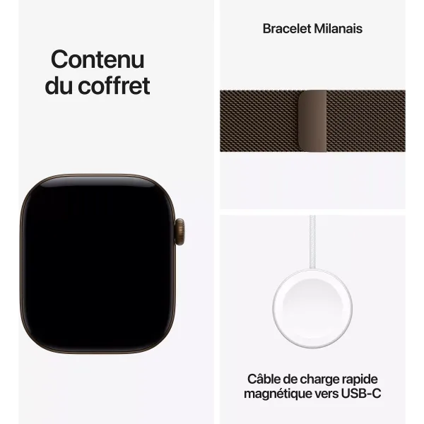 APPLE Watch Séries 12 Bracelet Milanais WIFI - Neuf Bronze