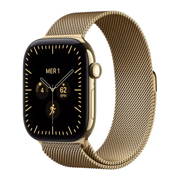 APPLE Watch Séries 12 Bracelet Milanais WIFI + Cellular - Neuf Or
