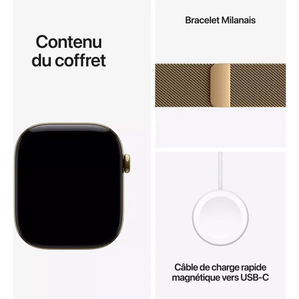 APPLE Watch Séries 12 Bracelet Milanais WIFI + Cellular - Neuf Or