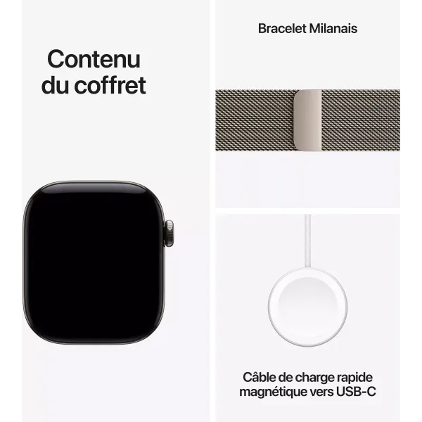 APPLE Watch Séries 12 Bracelet Milanais WIFI + Cellular - Neuf Argent
