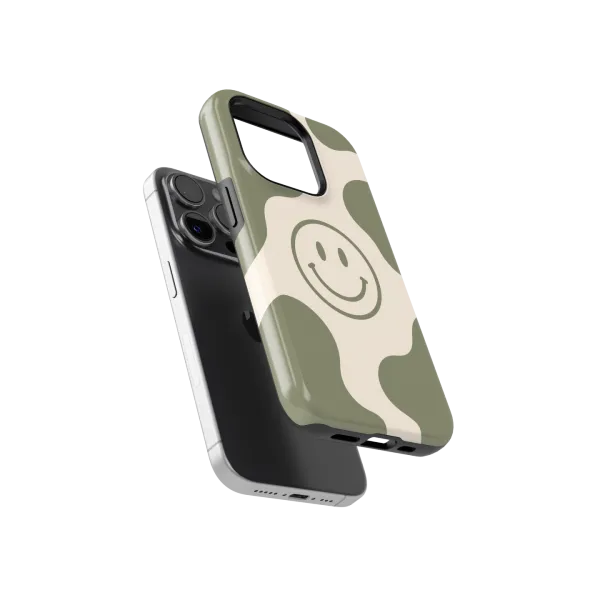 Smiley Vert Kaki | Coque de téléphone 3D 2en1 Ultra-résistante