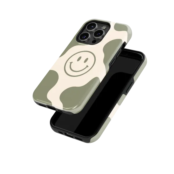 Smiley Vert Kaki | Coque de téléphone 3D 2en1 Ultra-résistante