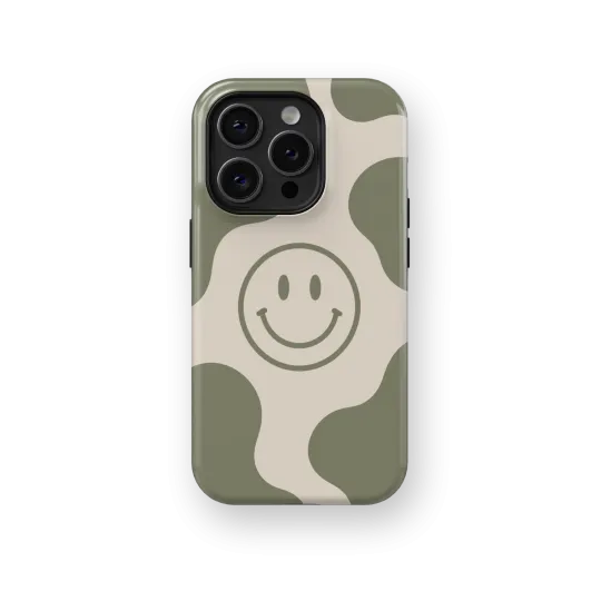 Smiley Vert Kaki | Coque de téléphone 3D 2en1 Ultra-résistante